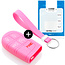 Car key cover compatible with Jeep - Silicone Protective Remote Key Shell - FOB Case Cover - Pink