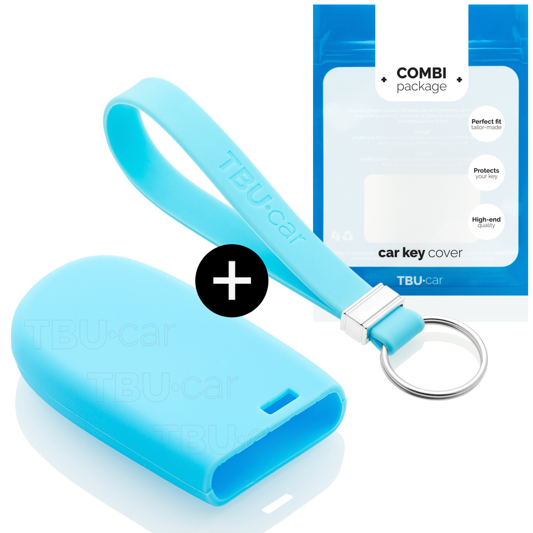 TBU car TBU car Car key cover compatible with Jeep - Silicone Protective Remote Key Shell - FOB Case Cover - Light Blue