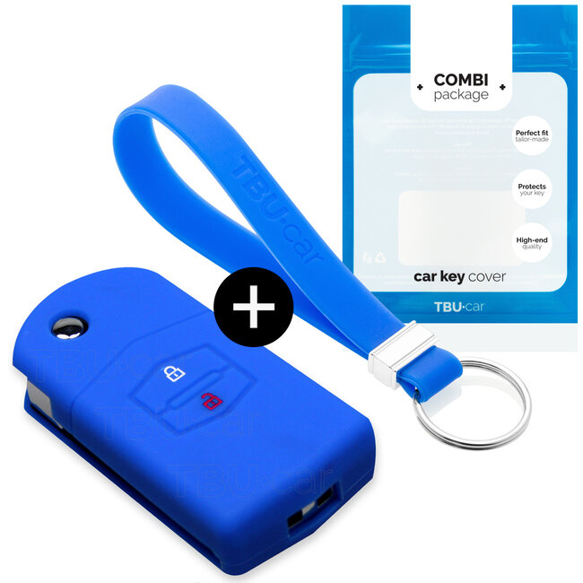 Car key cover compatible with Mazda - Silicone Protective Remote Key Shell - FOB Case Cover - Blue