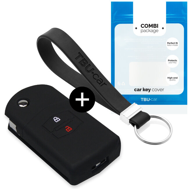 Car key cover compatible with Mazda - Silicone Protective Remote Key Shell - FOB Case Cover - Black