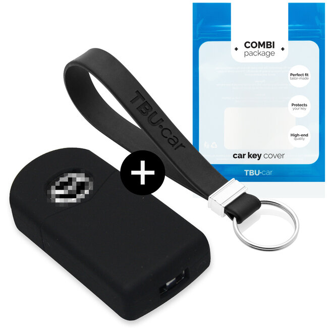 Car key cover compatible with Mazda - Silicone Protective Remote Key Shell - FOB Case Cover - Black