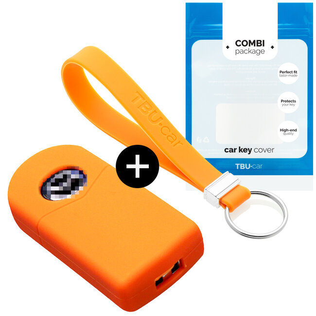 Car key cover compatible with Mazda - Silicone Protective Remote Key Shell - FOB Case Cover - Orange