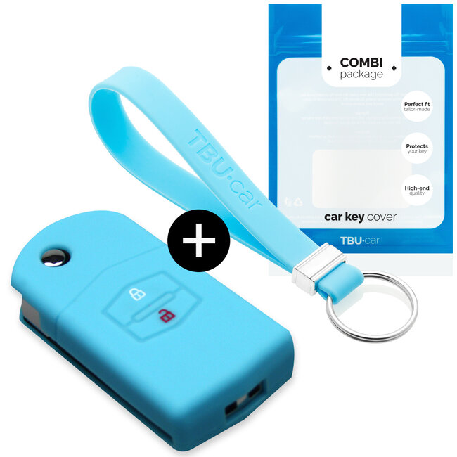 Car key cover compatible with Mazda - Silicone Protective Remote Key Shell - FOB Case Cover - Light Blue