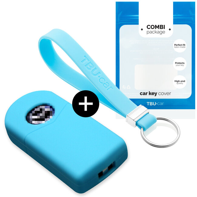 Car key cover compatible with Mazda - Silicone Protective Remote Key Shell - FOB Case Cover - Light Blue