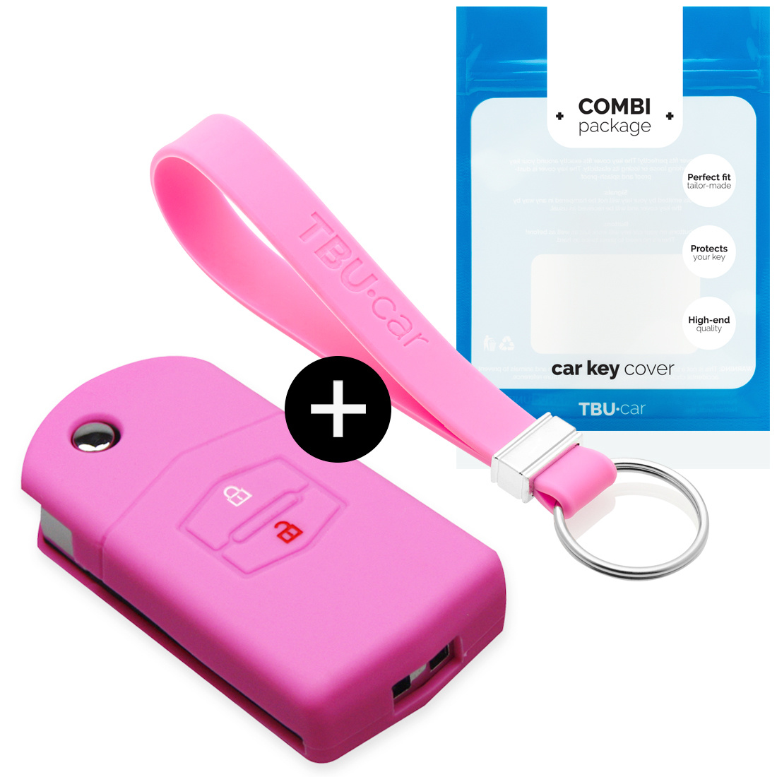 TBU car TBU car Car key cover compatible with Mazda - Silicone Protective Remote Key Shell - FOB Case Cover - Pink