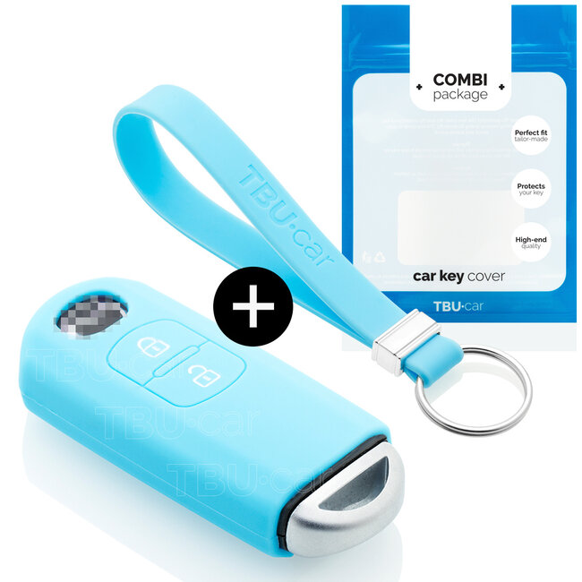 Car key cover compatible with Mazda - Silicone Protective Remote Key Shell - FOB Case Cover - Light Blue