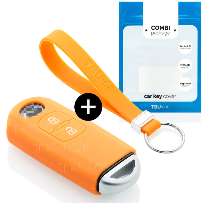 Autoschlüssel Hülle kompatibel mit Mazda 2 Tasten (Keyless Entry) - Schutzhülle aus Silikon - Auto Schlüsselhülle Cover in Orange