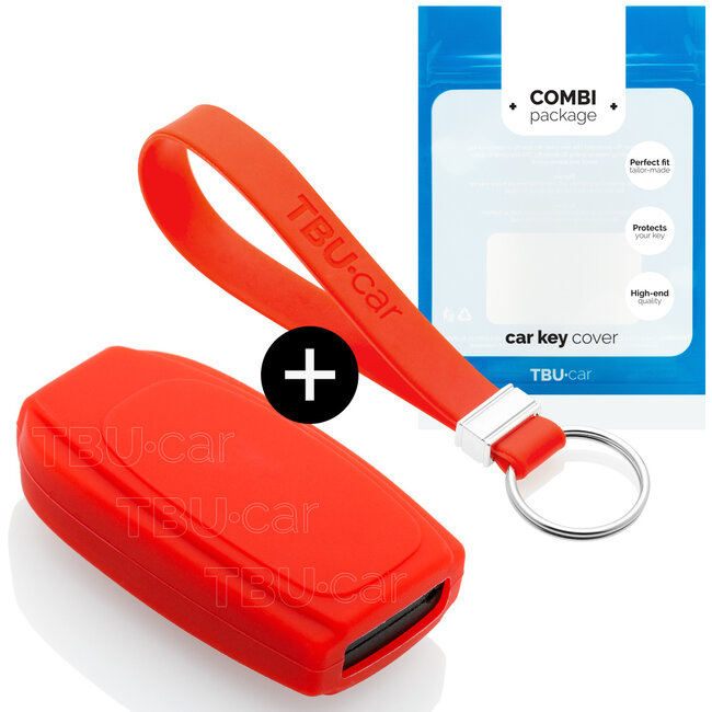 Car key cover compatible with Volvo - Silicone Protective Remote Key Shell - FOB Case Cover - Red