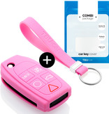 TBU car TBU car Funda Carcasa llave compatible con Volvo - Funda de Silicona - Cover de Llave Coche - Rosa