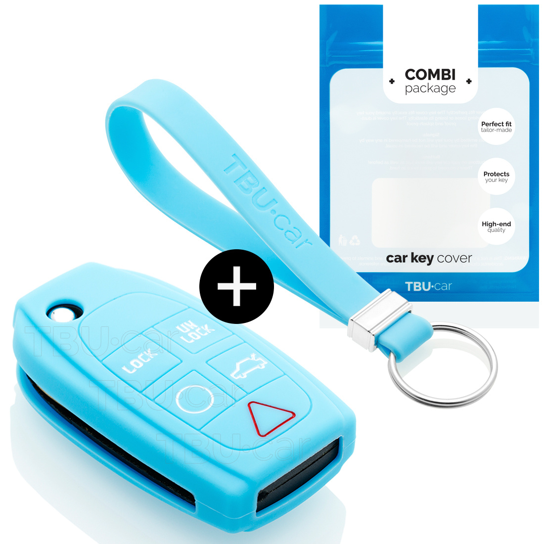 TBU car TBU car Car key cover compatible with Volvo - Silicone Protective Remote Key Shell - FOB Case Cover - Light Blue