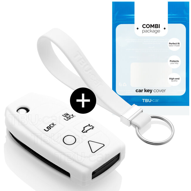 Funda Carcasa llave compatible con Volvo - Funda de Silicona - Cover de Llave Coche - Blanco