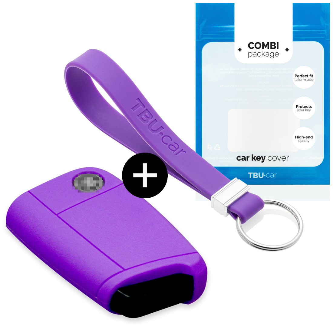 TBU car TBU car Car key cover compatible with VW - Silicone Protective Remote Key Shell - FOB Case Cover - Purple