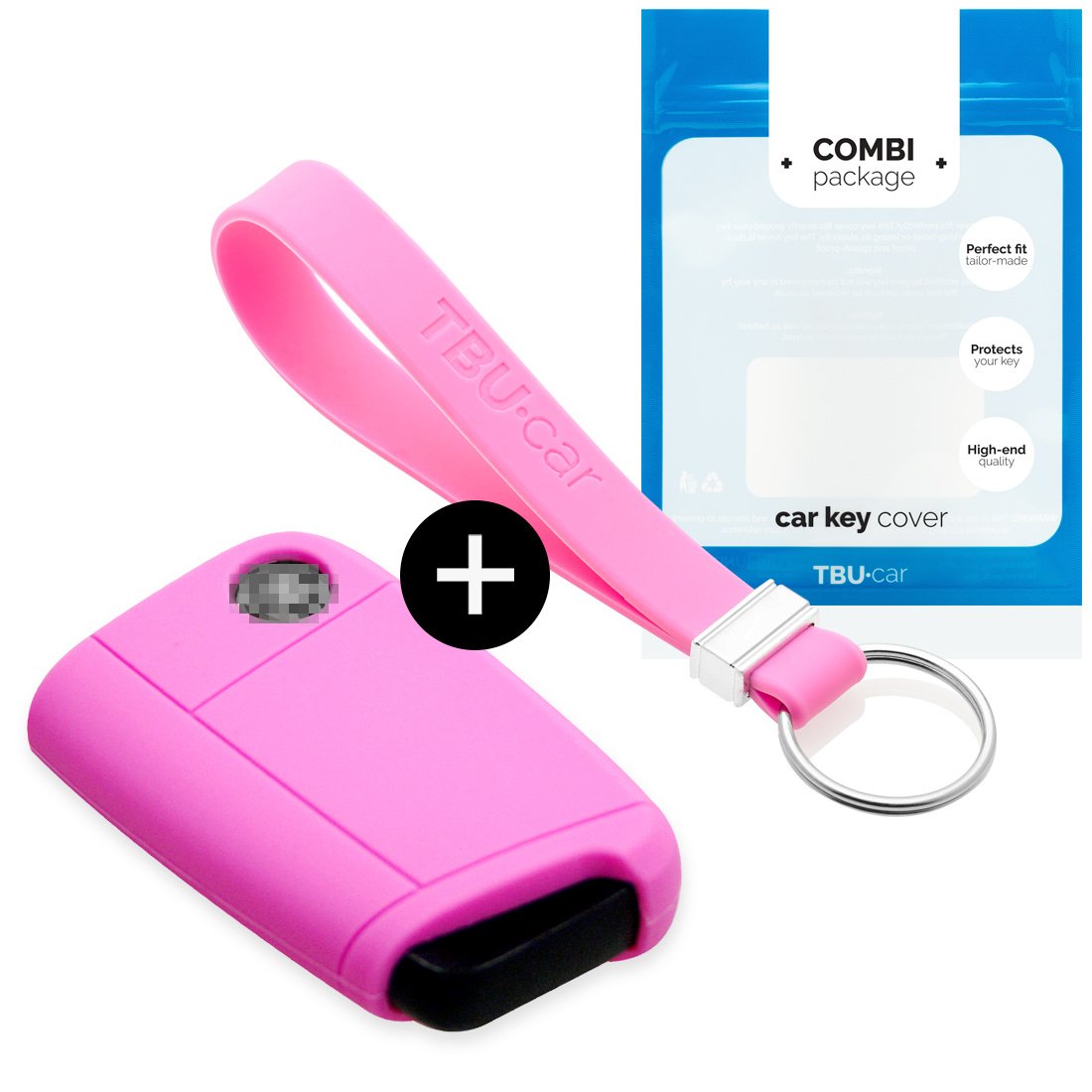 TBU car TBU car Car key cover compatible with VW - Silicone Protective Remote Key Shell - FOB Case Cover - Pink
