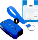 TBU car TBU car Car key cover compatible with VW - Silicone Protective Remote Key Shell - FOB Case Cover - Blue