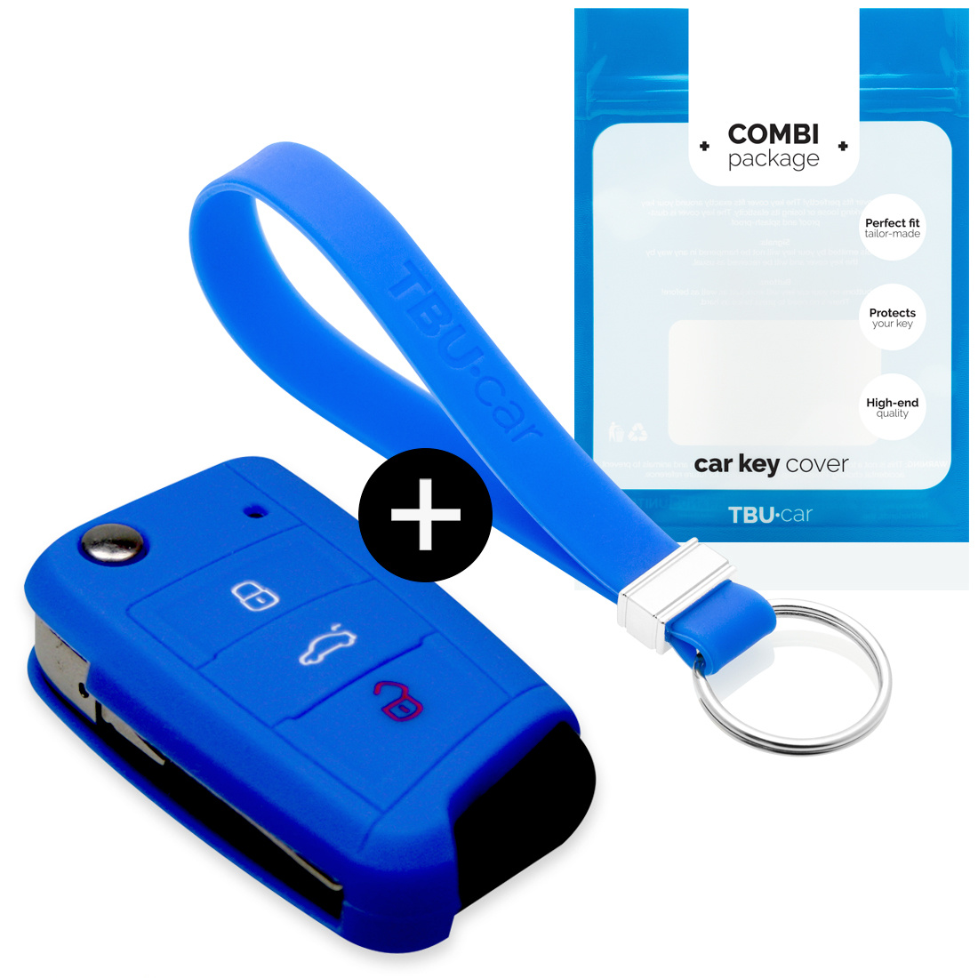 TBU car TBU car Car key cover compatible with VW - Silicone Protective Remote Key Shell - FOB Case Cover - Blue