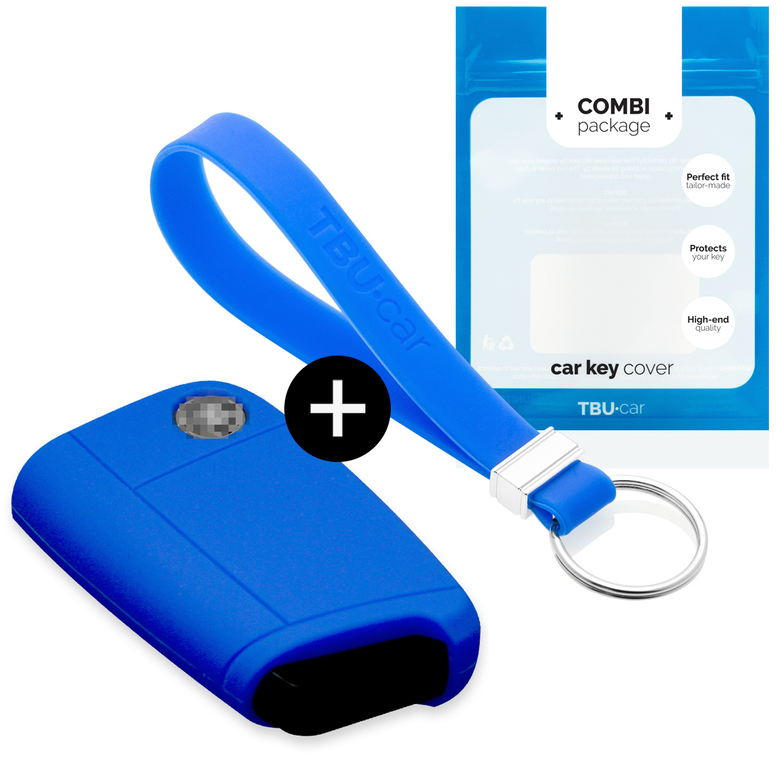 TBU car TBU car Car key cover compatible with VW - Silicone Protective Remote Key Shell - FOB Case Cover - Blue