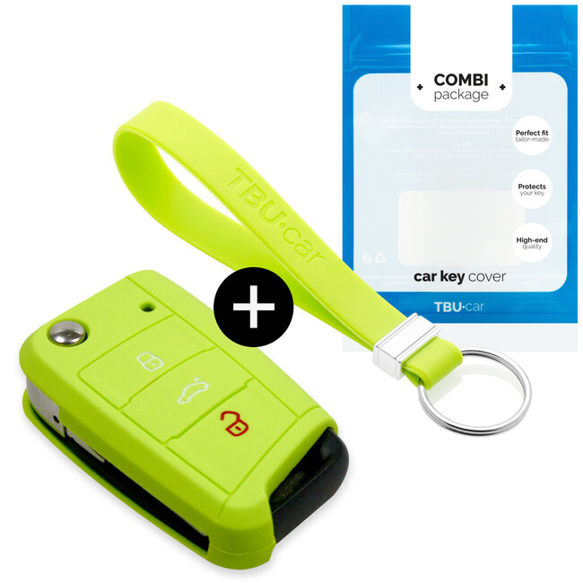 Funda Carcasa llave compatible con VW - Funda de Silicona - Cover de Llave Coche - Verde lima