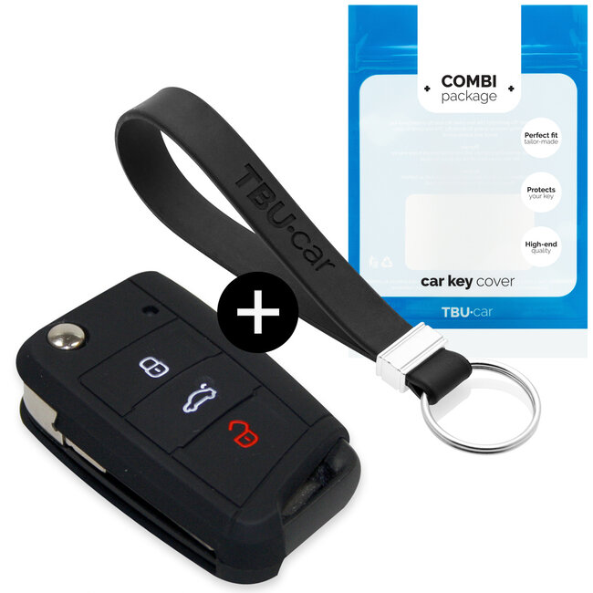 Car key cover compatible with VW - Silicone Protective Remote Key Shell - FOB Case Cover - Black