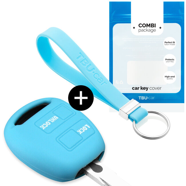Car key cover compatible with Toyota - Silicone Protective Remote Key Shell - FOB Case Cover - Light Blue