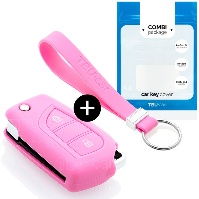 Car key cover compatible with Toyota - Silicone Protective Remote Key Shell - FOB Case Cover - Pink