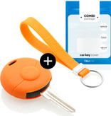 TBU car TBU car Autoschlüssel Hülle kompatibel mit Smart 1 Taste - Schutzhülle aus Silikon - Auto Schlüsselhülle Cover in Orange