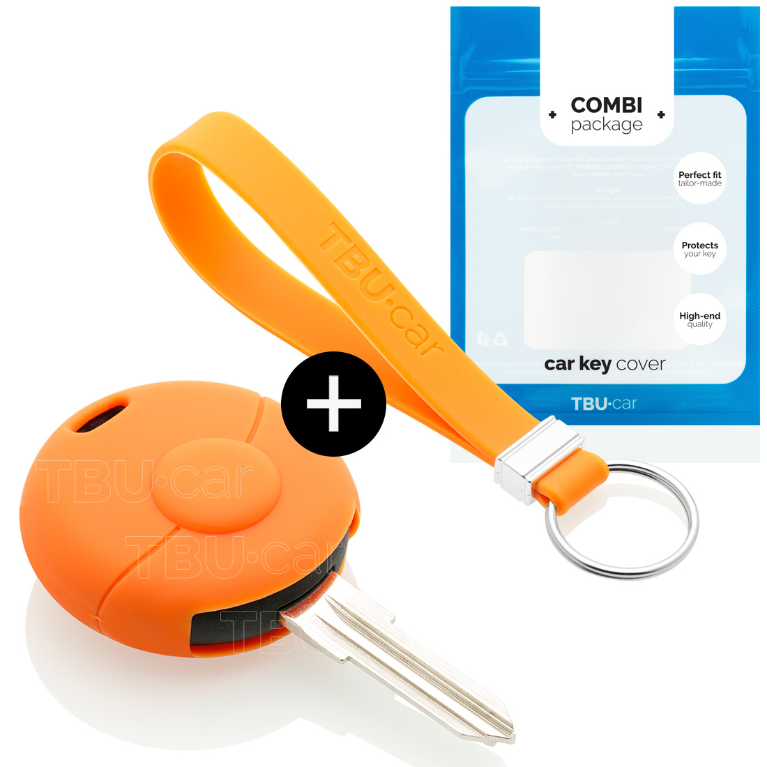 TBU car TBU car Car key cover compatible with Smart - Silicone Protective Remote Key Shell - FOB Case Cover - Orange
