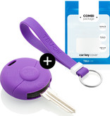 TBU car TBU car Car key cover compatible with Smart - Silicone Protective Remote Key Shell - FOB Case Cover - Purple