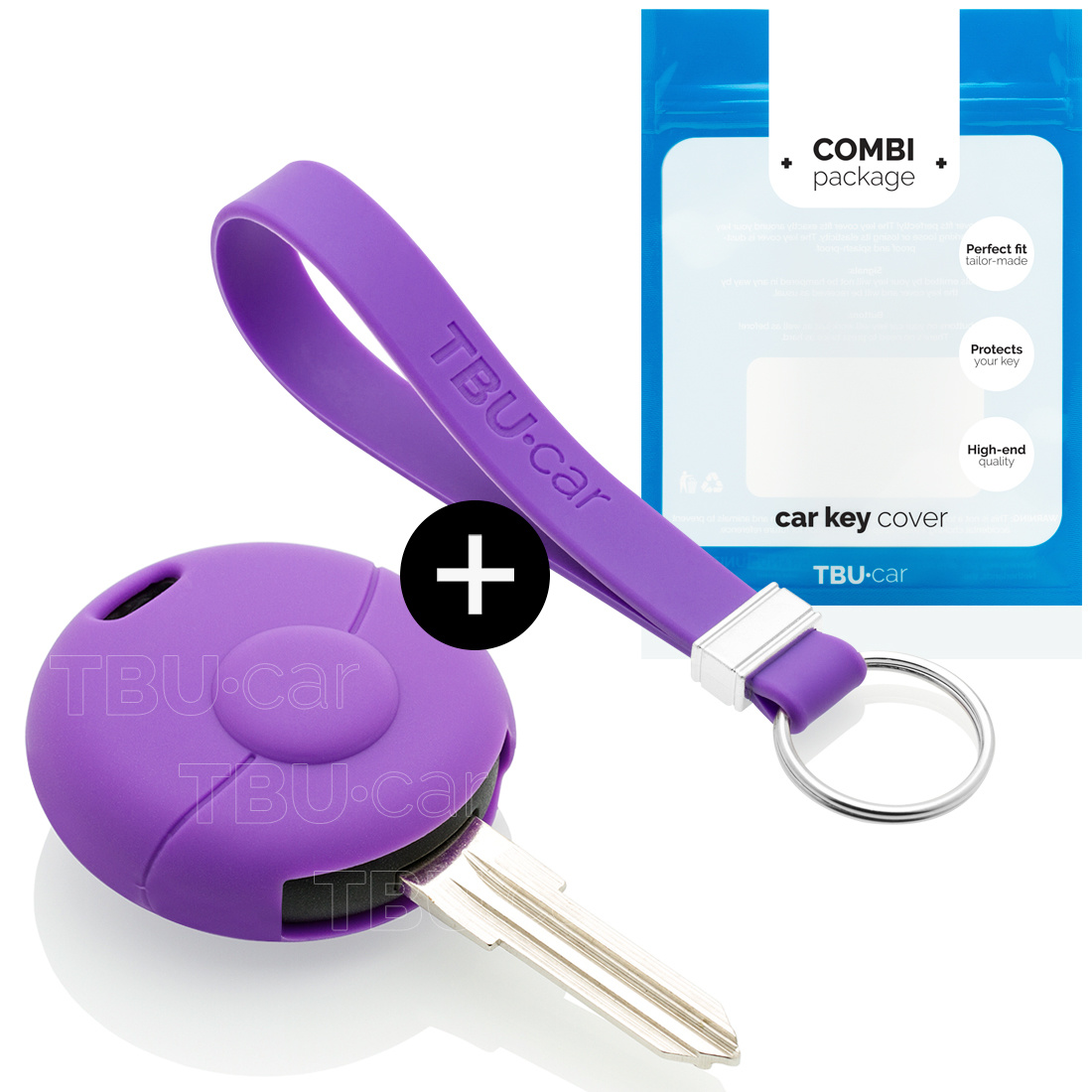 TBU car TBU car Car key cover compatible with Smart - Silicone Protective Remote Key Shell - FOB Case Cover - Purple