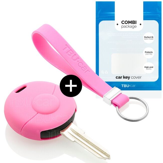 Capa para chave do carro compatível com Smart - Capa Protetora de Chave Remota de Silicone - Tampa Remota FOB - Rosa