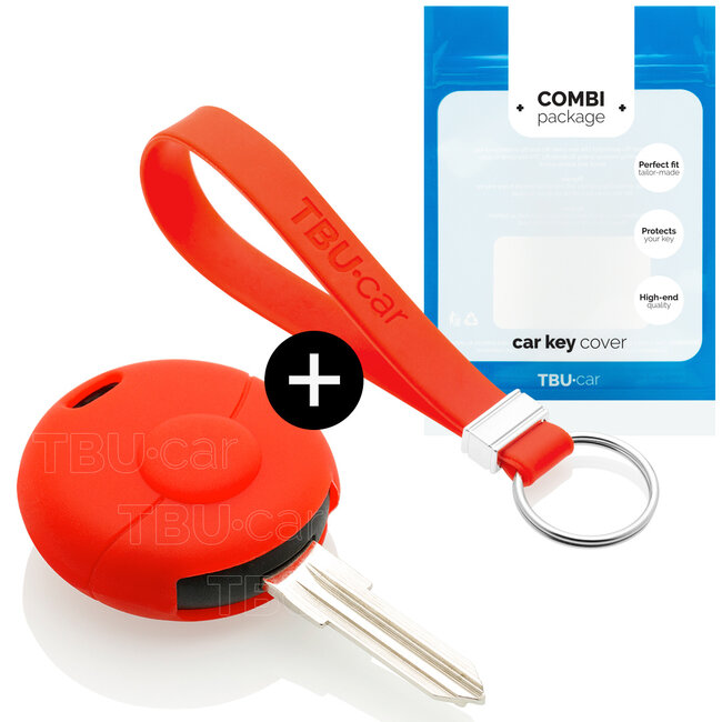 Car key cover compatible with Smart - Silicone Protective Remote Key Shell - FOB Case Cover - Red