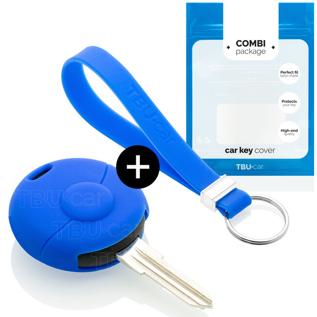 Car key cover compatible with Smart - Silicone Protective Remote Key Shell - FOB Case Cover - Blue