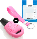 TBU car TBU car Car key cover compatible with Saab - Silicone Protective Remote Key Shell - FOB Case Cover - Pink