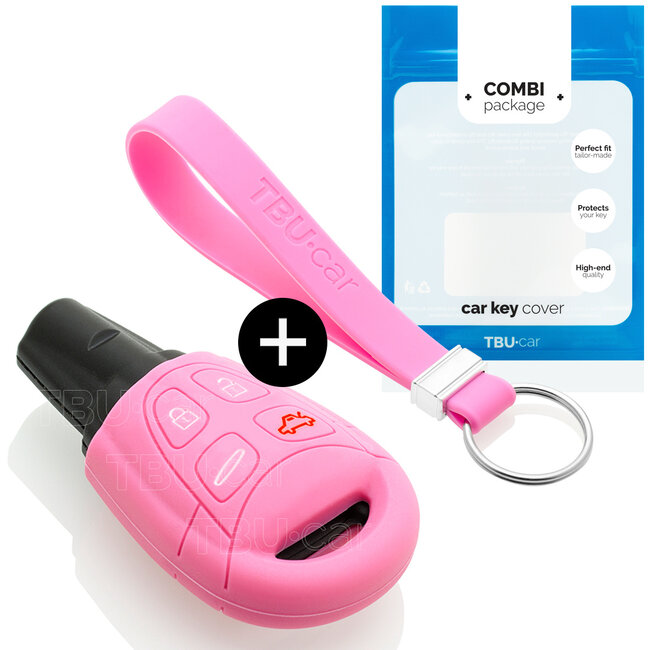 Housse de Protection clé compatible avec Saab - Coque Cover Housse étui en Silicone - Rose