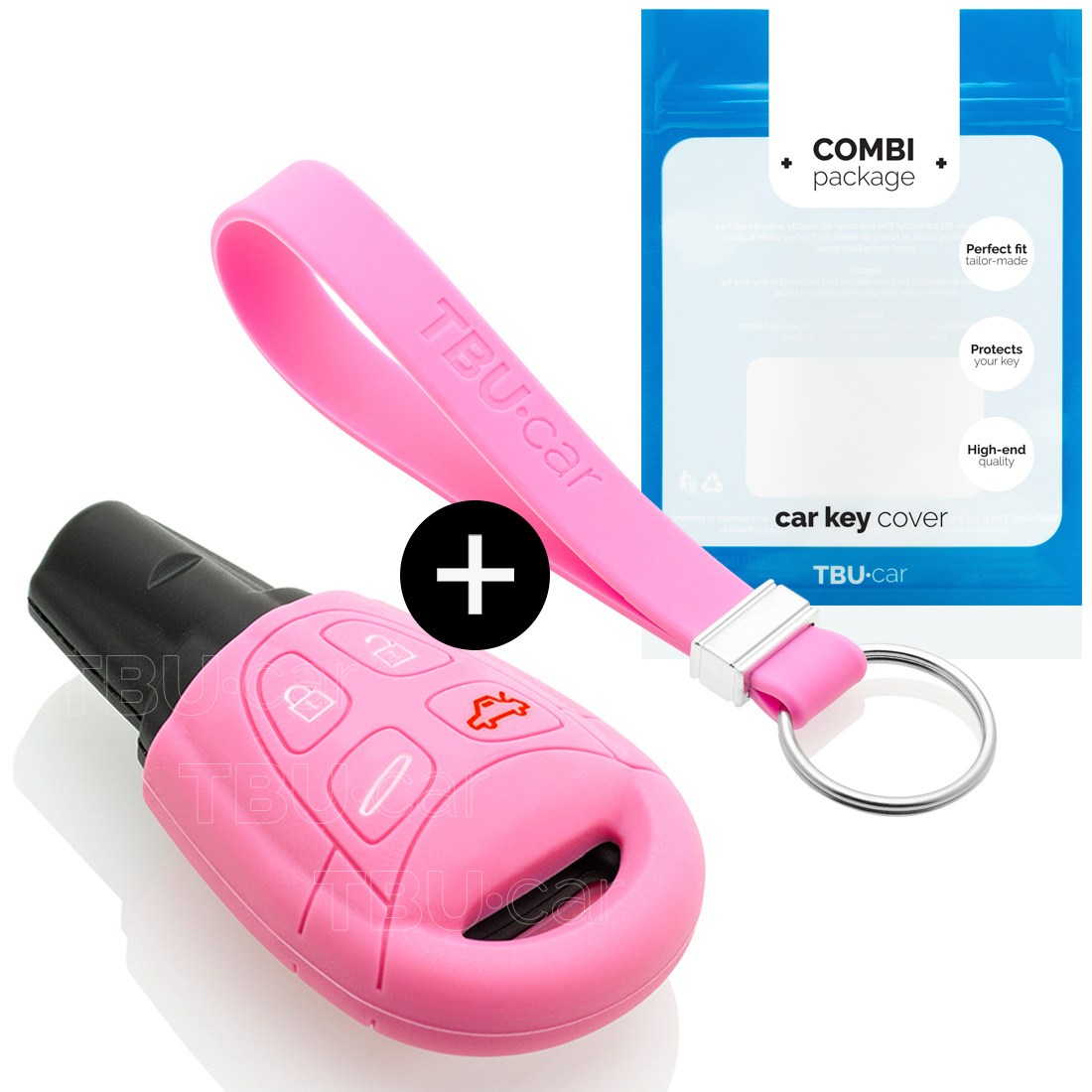 TBU car TBU car Car key cover compatible with Saab - Silicone Protective Remote Key Shell - FOB Case Cover - Pink
