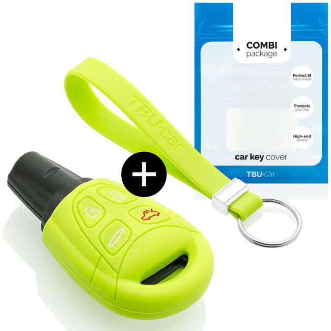Sleutel cover compatibel met Saab - Silicone sleutelhoesje - beschermhoesje autosleutel - Lime groen
