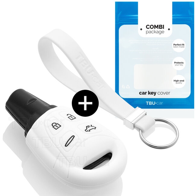 Car key cover compatible with Saab - Silicone Protective Remote Key Shell - FOB Case Cover - White
