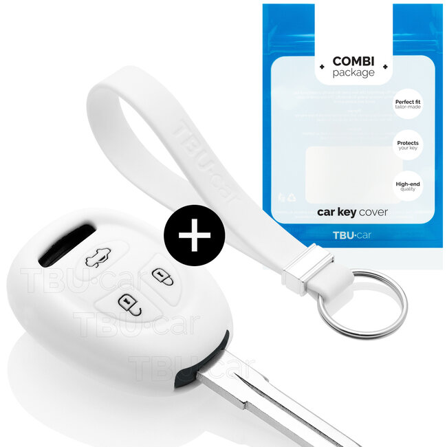 Car key cover compatible with Saab - Silicone Protective Remote Key Shell - FOB Case Cover - White