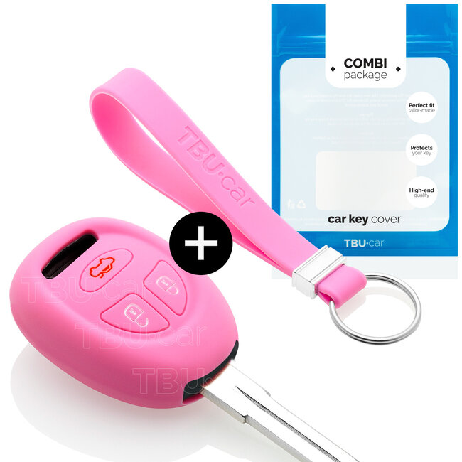 Autoschlüssel Hülle kompatibel mit Saab 3 Tasten - Schutzhülle aus Silikon - Auto Schlüsselhülle Cover in Rosa