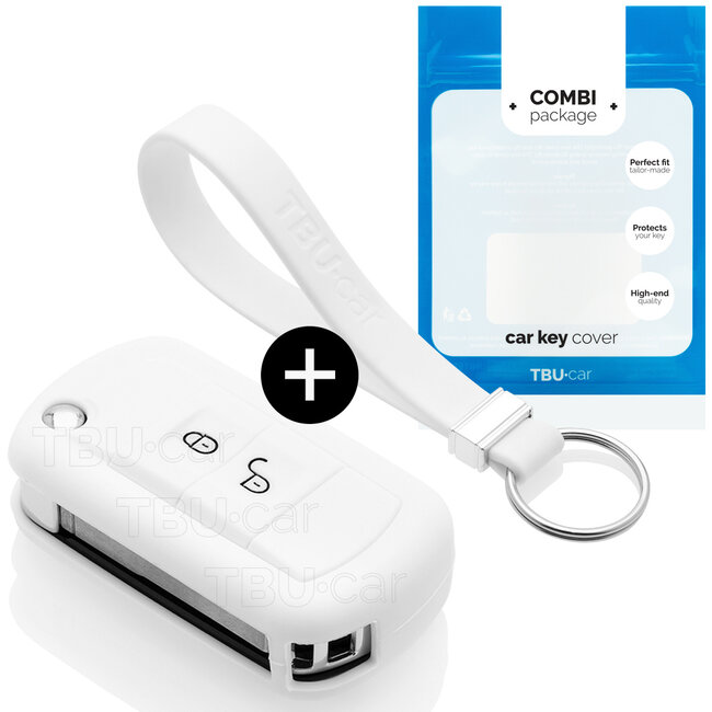 Car key cover compatible with Land Rover - Silicone Protective Remote Key Shell - FOB Case Cover - White