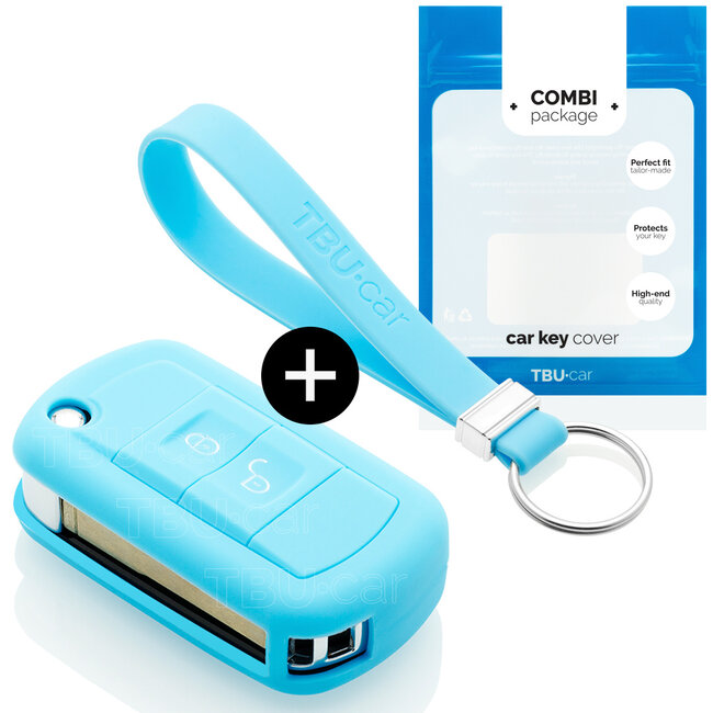 Car key cover compatible with Land Rover - Silicone Protective Remote Key Shell - FOB Case Cover - Light Blue