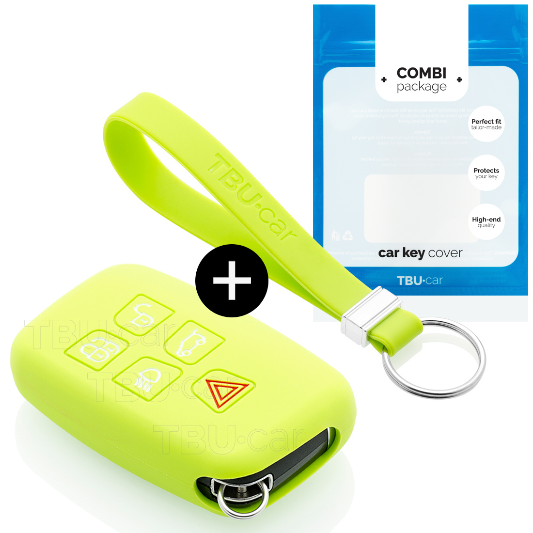 TBU car TBU car Car key cover compatible with Range Rover - Silicone Protective Remote Key Shell - FOB Case Cover - Lime green