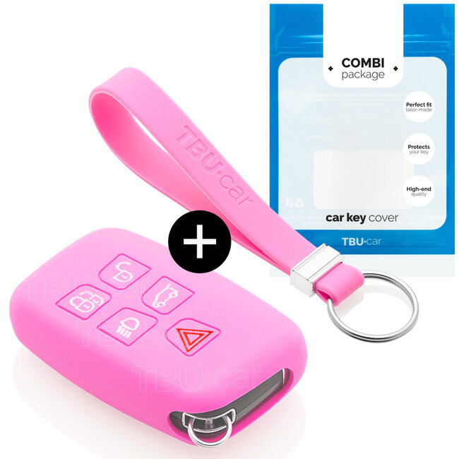 Car key cover compatible with Range Rover - Silicone Protective Remote Key Shell - FOB Case Cover - Pink