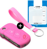 TBU car TBU car Car key cover compatible with Ford - Silicone Protective Remote Key Shell - FOB Case Cover - Pink