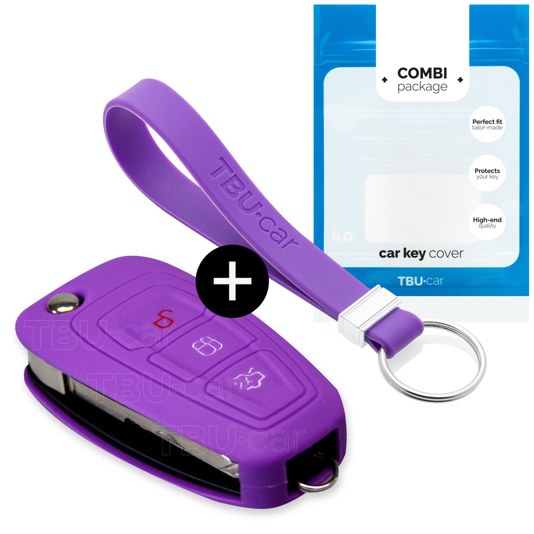 TBU car Ford Capa Silicone Chave do carro - Capa protetora - Tampa remota FOB - Roxo