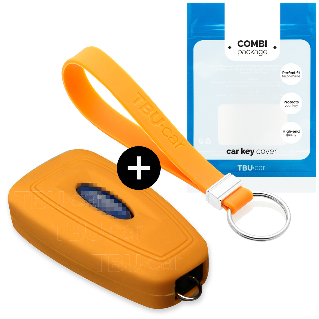 TBU car TBU car Car key cover compatible with Ford - Silicone Protective Remote Key Shell - FOB Case Cover - Orange