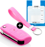 TBU car TBU car Car key cover compatible with Ford - Silicone Protective Remote Key Shell - FOB Case Cover - Pink