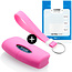 Capa para chave do carro compatível com Ford - Capa Protetora de Chave Remota de Silicone - Tampa Remota FOB - Rosa