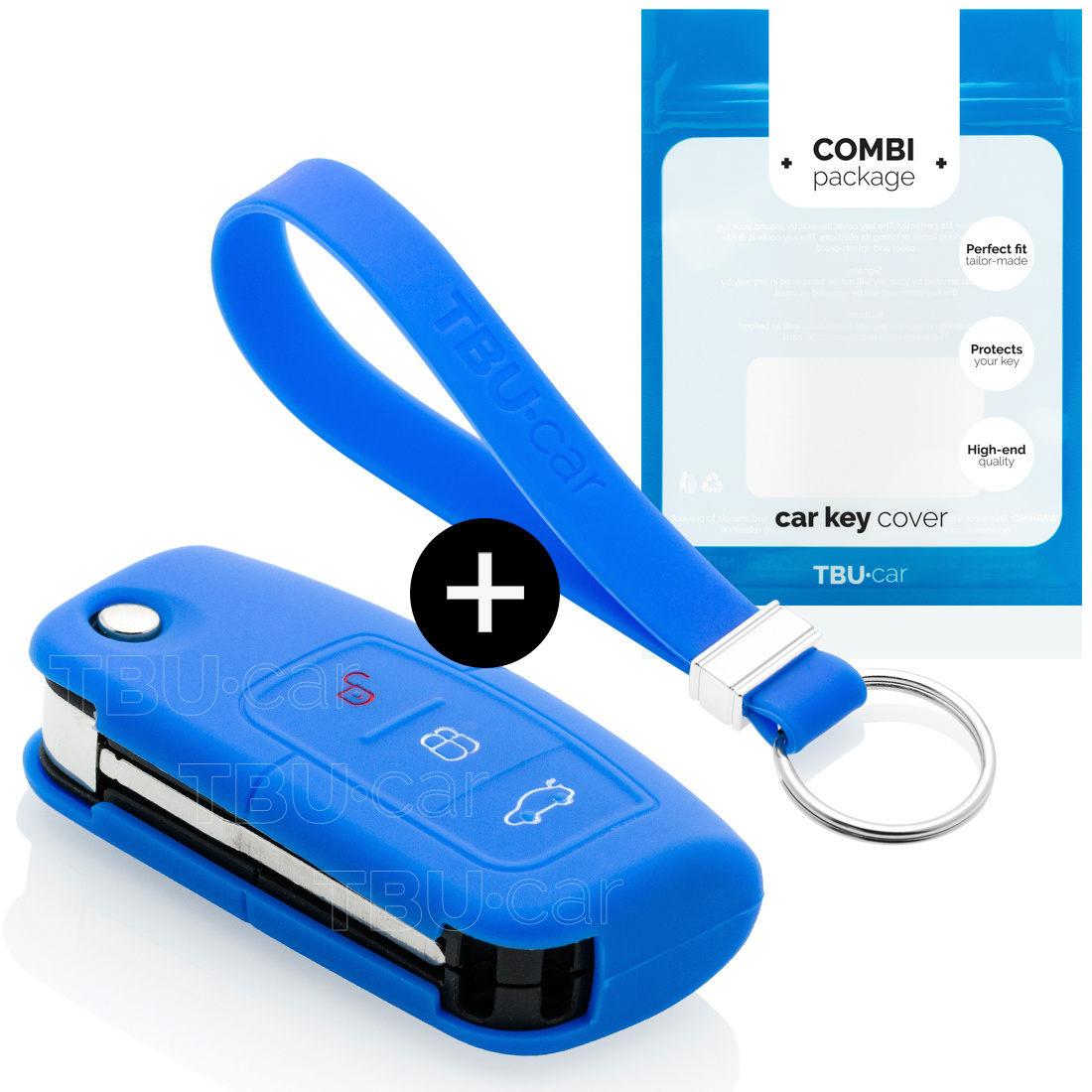 TBU car Ford Capa Silicone Chave do carro - Capa protetora - Tampa remota FOB - Azul