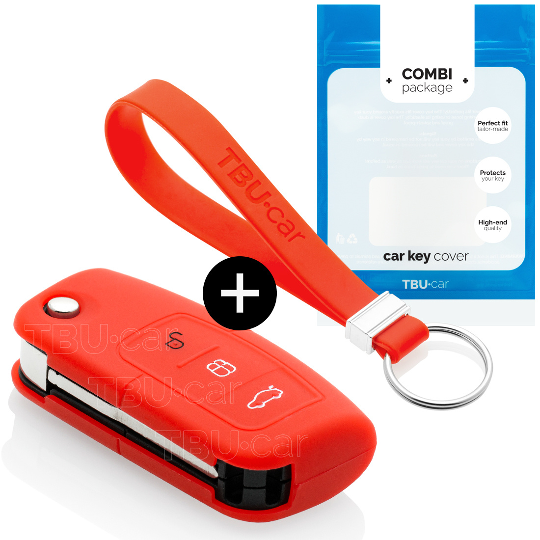 TBU car Ford Capa Silicone Chave do carro - Capa protetora - Tampa remota FOB - Vermelho