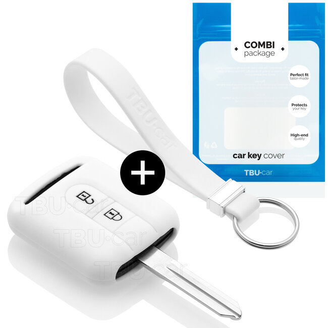 Car key cover compatible with Nissan - Silicone Protective Remote Key Shell - FOB Case Cover - White